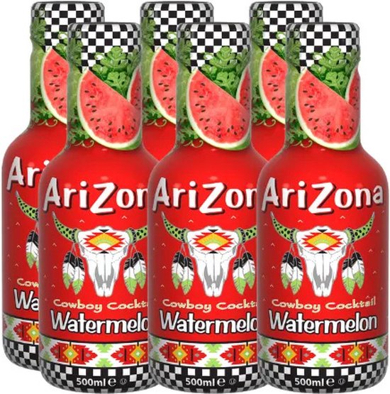 Arizona ijsthee Watermelon, flesjes van 0,5 L, pak van 6