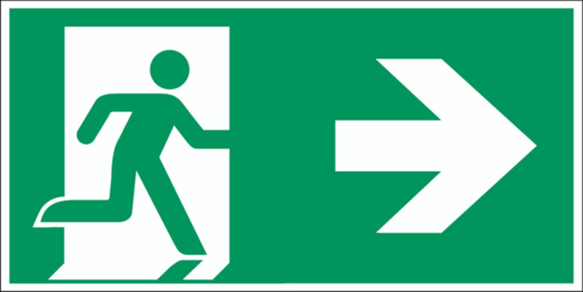 Pictogram - Nooduitgang naar rechts - Bord - 400 x 200