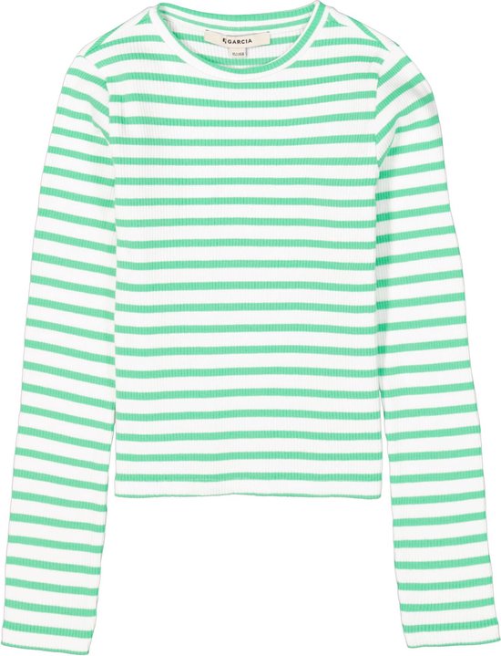 Garcia groen gestreept shirt met lange mouwen.