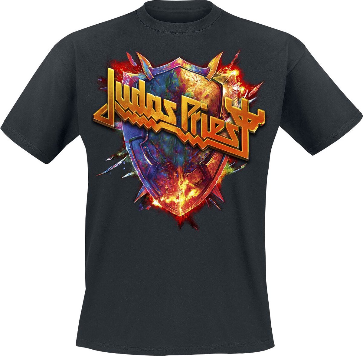Judas Priest Shield Burst Logo Heren T-shirt - zwart - 4XL