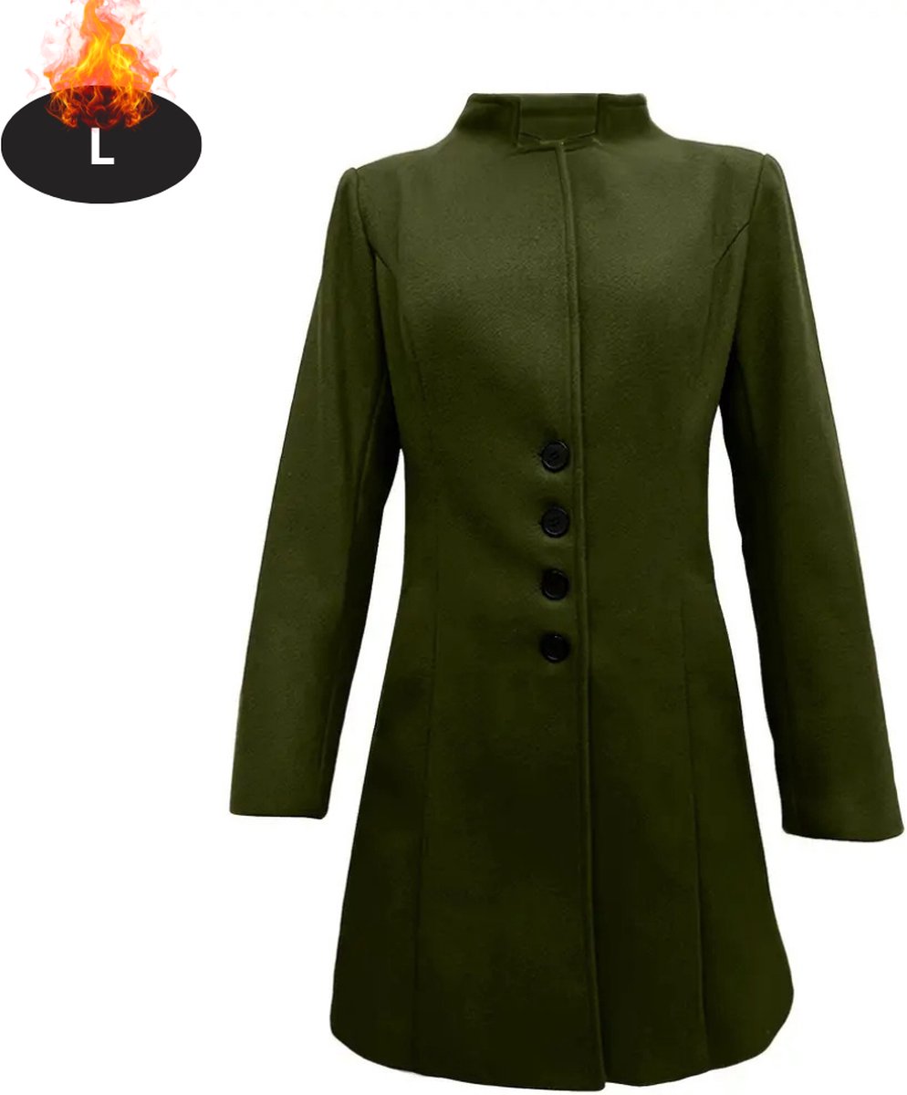 Bovista Mantel Dames Tussenmantel Jas Mantelpakje Trenchcoat Overjas Overcoat Winter Olijfgroen