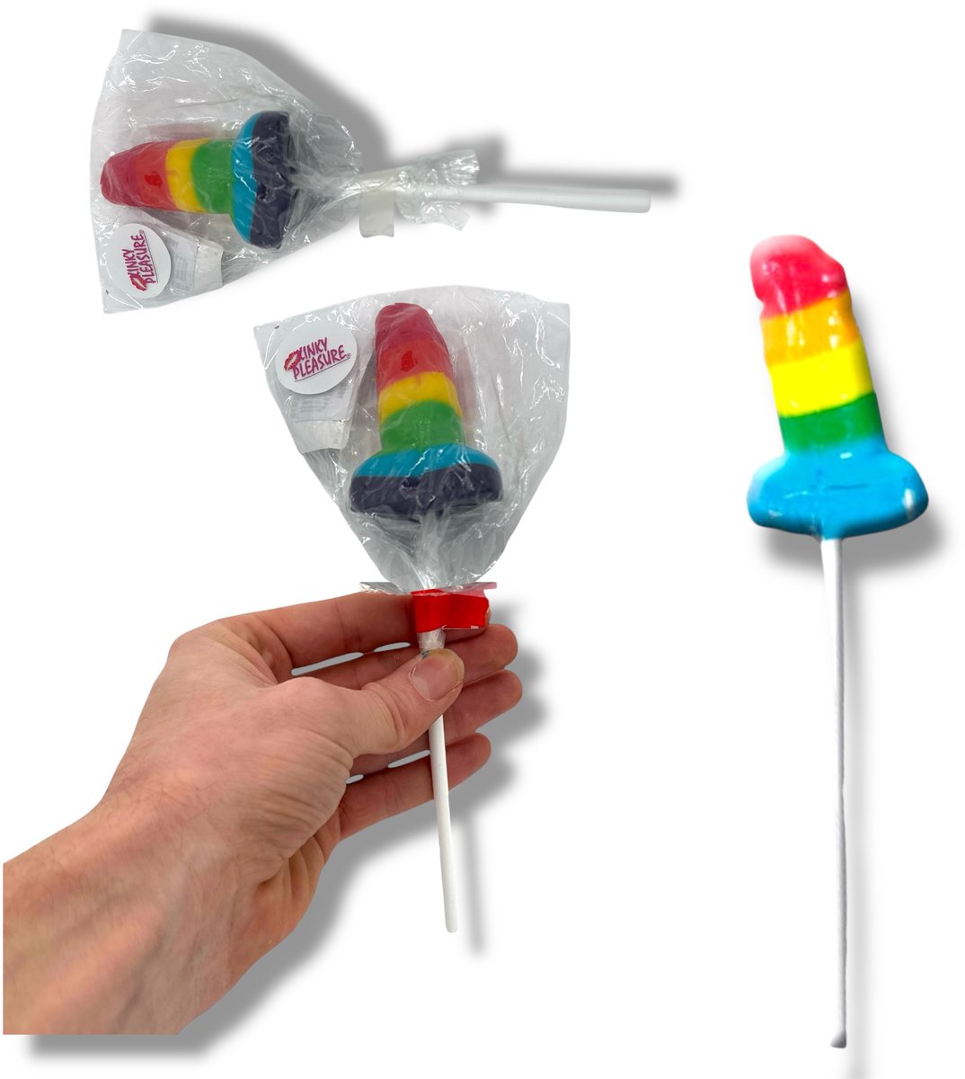 Regenboog Penis Gummy Lolly - Ondeugend & Zoet 3 Stuks