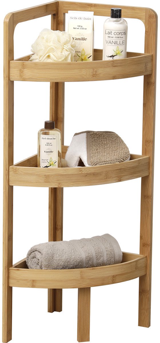 Tendance Hoekkast met 3 planken - bamboe hout - 85 x 29 x 29 cm - opbergkast / wandkast