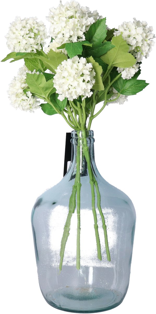 Bellatio Design Kunstbloem Viburnum/sneeuwbal Roseum - 5x - 50 cm - creme - losse steel - kunst zijdebloemen