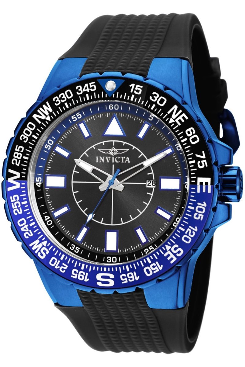 Invicta Aviator 19269 Heren Horloge - Waterdicht - Analoog - Quartz Uurwerk - Roestvrij Staal met zwarte Wijzerplaat - 52mm