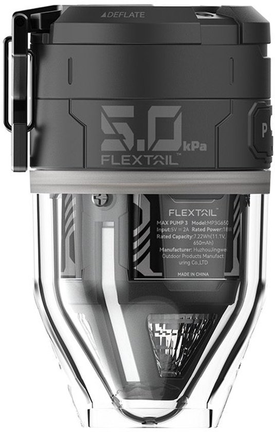 FLEXTAIL MAX PUMP 3 - Hoge snelheid 2-in-1 oplaadbare luchtpomp en zaklamp lichtgewicht kleur ZWART.