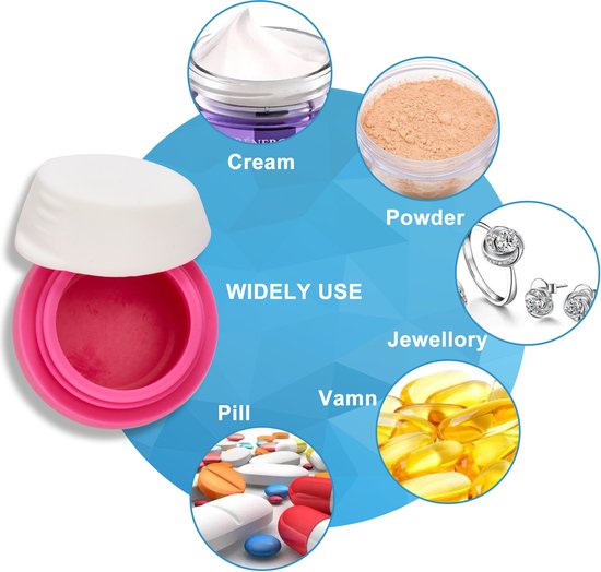 YONO Travel Cosmetic Jars - Pots vides avec couvercle - Pots à crème - Set de Bouteilles de voyage en Siliconen Bagage à Bagage à main - Bouteilles de voyage rechargeables - 4 pièces - 10 ML