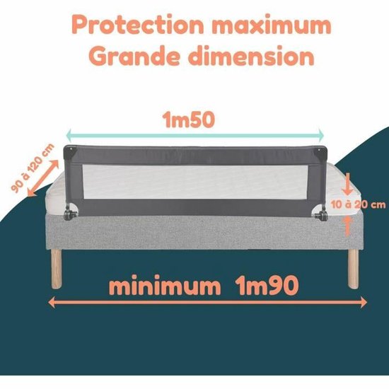 Barrière de lit - LOOPING - BL5003G - Pliable - Grijs