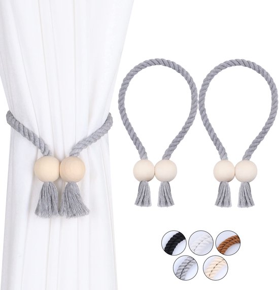TheLau ® Elegante Handgeweven Magnetische Raffhouder Voor Gordijnen Met Houten Kralen