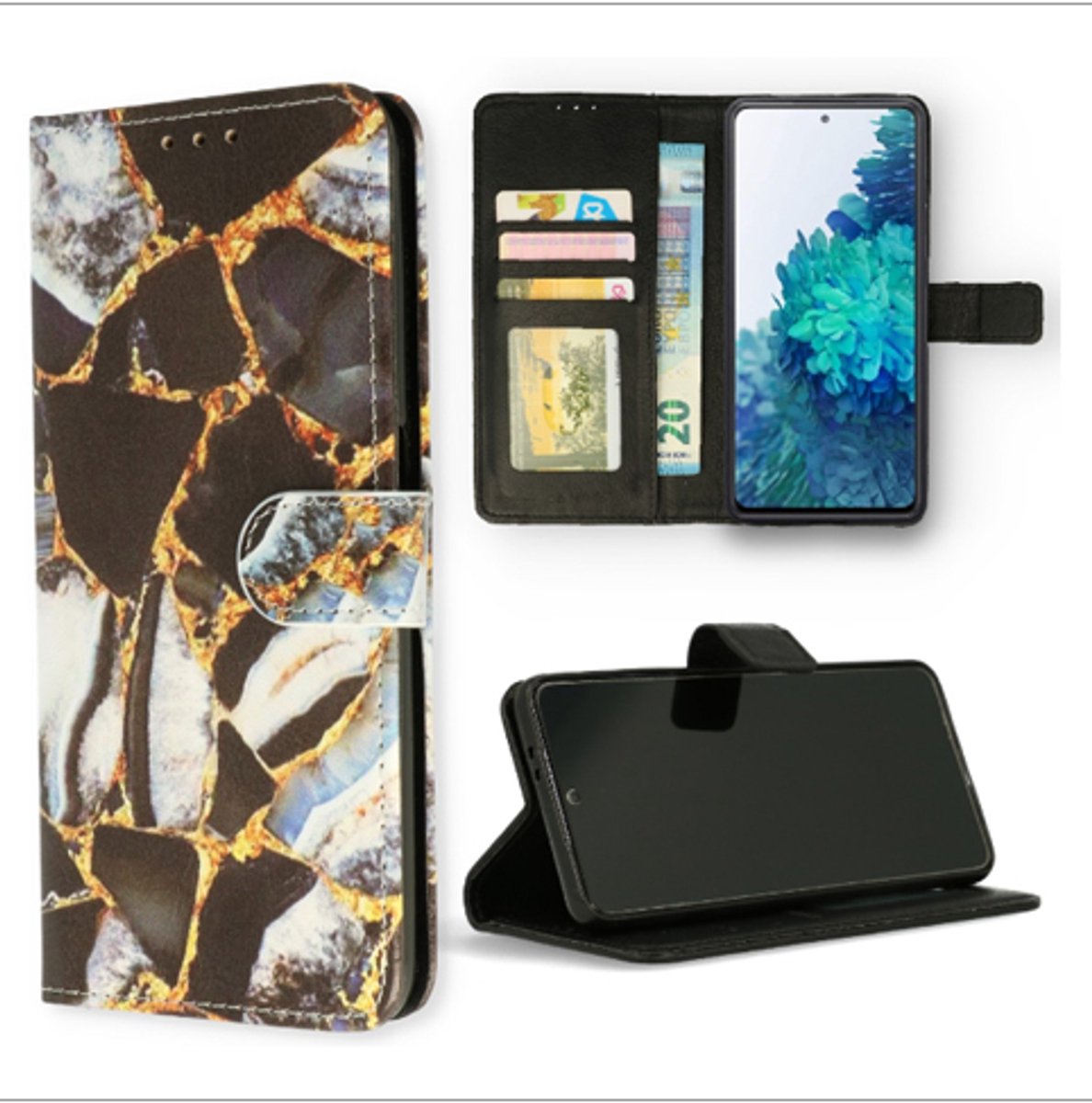 Telefoonhoesje Geschikt voor Samsung A33 (5G) - Book Case - Marmer Printje - Ruimte voor 3 pasjes