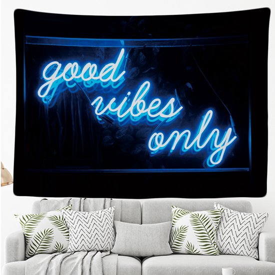 Ulticool - Good Vibes Only - Tapisserie - 200x150 cm - Groot tapisserie - Affiche