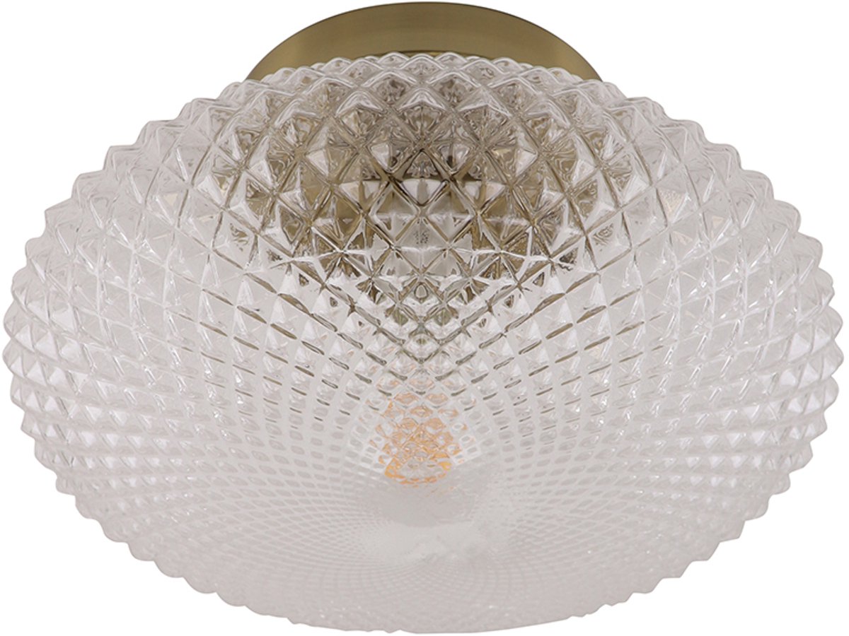 Olucia - VALESCA - Plafondlamp - Messing / Transparant - Vorm: Rond