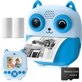 Ohome 3-in-1 Digitale Kindercamera met Instant Print - Digitale Fotocamera & Vlogcamera - 24MP - 32GB SD Kaart & Kaartlezer - Selfie Camera - Foto & Video - Filters & Spelletjes - Incl. 2 Printrollen - Blauw