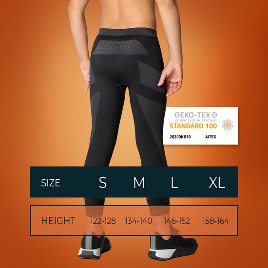 Ladeheid Thermobroek 2 Pack Set - Thermo ondergoed - Kinderen - Jongen - Meisjes – Grafiet/Kaki – 122-128 - LA-LA40-KIDS-Pants-2B