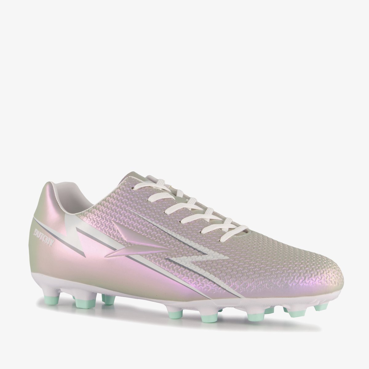 Lichtroze Dutchy Pitch heren voetbalschoenen MG met uitneembare zool en rubberen noppenzool, maat 44.