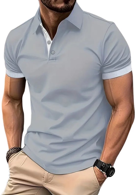Bovista Golf Shirt Heren - T-shirt - Golfkleding - Golfen - Golf Accessoires - Polo Shirt - Wit + Lichtgrijs - Maat XXXL van Bovista — afbeelding 3