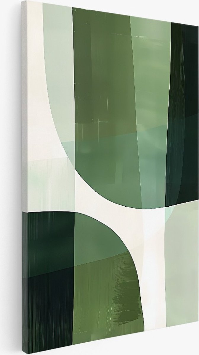 Saammp Canvas Schilderij - Abstract - geometrische kunst - Groen - 20x30 - Foto op canvas - Wanddecoratie - Muurdecoratie Woonkamer - Slaapkamer decoratie - Canvas Print Multicolor