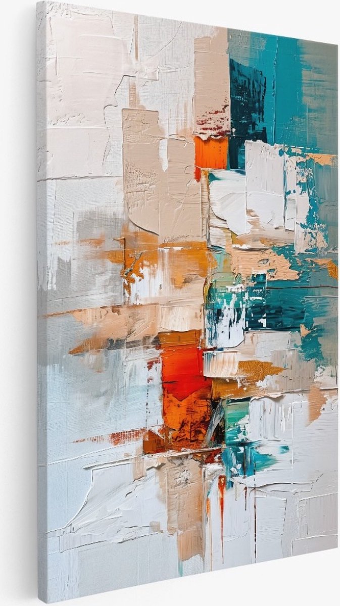 Saammp Canvas Schilderij - Abstract - Kleurrijk - 30x45 - Foto op canvas - Wanddecoratie - Muurdecoratie Woonkamer - Slaapkamer decoratie - Canvas Print Multicolor