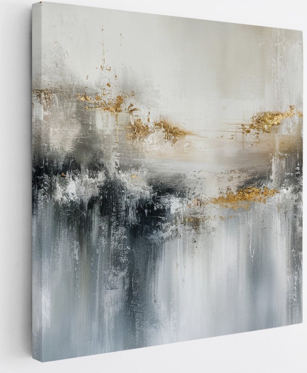 Saammp Canvas Schilderij - Neutrale kleuren - Abstract - 60x60 - Foto op canvas - Wanddecoratie - Muurdecoratie Woonkamer - Slaapkamer decoratie - Canvas Print Multicolor