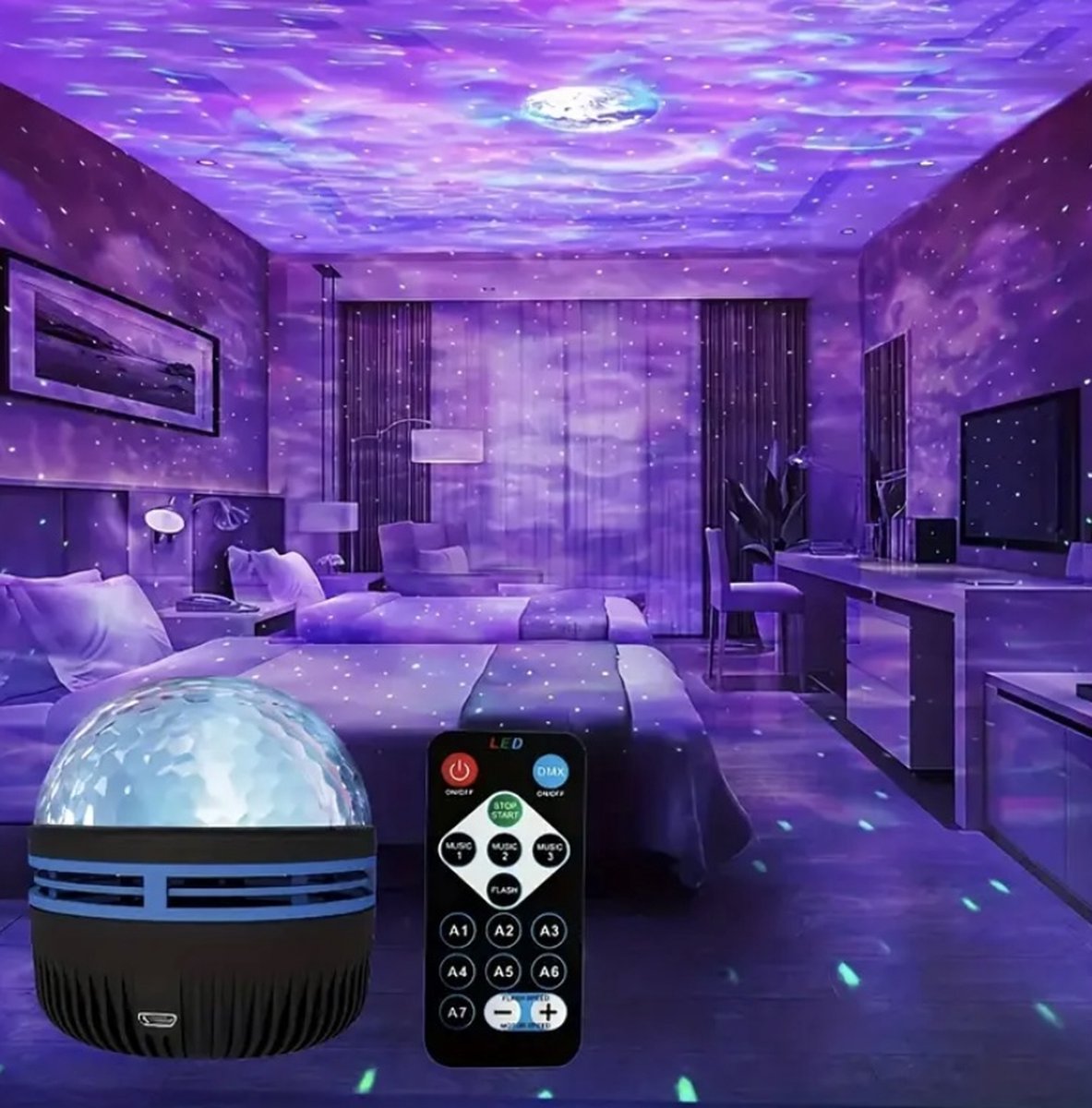 Northern Lights Projector - Noorderlicht Projector - lichtLamp - Crystal Lamp - sterren hemel- ster projector - Water Ripple Light - Ocean Projector - Kristal - Aurora - Sterren Projector – foto 3