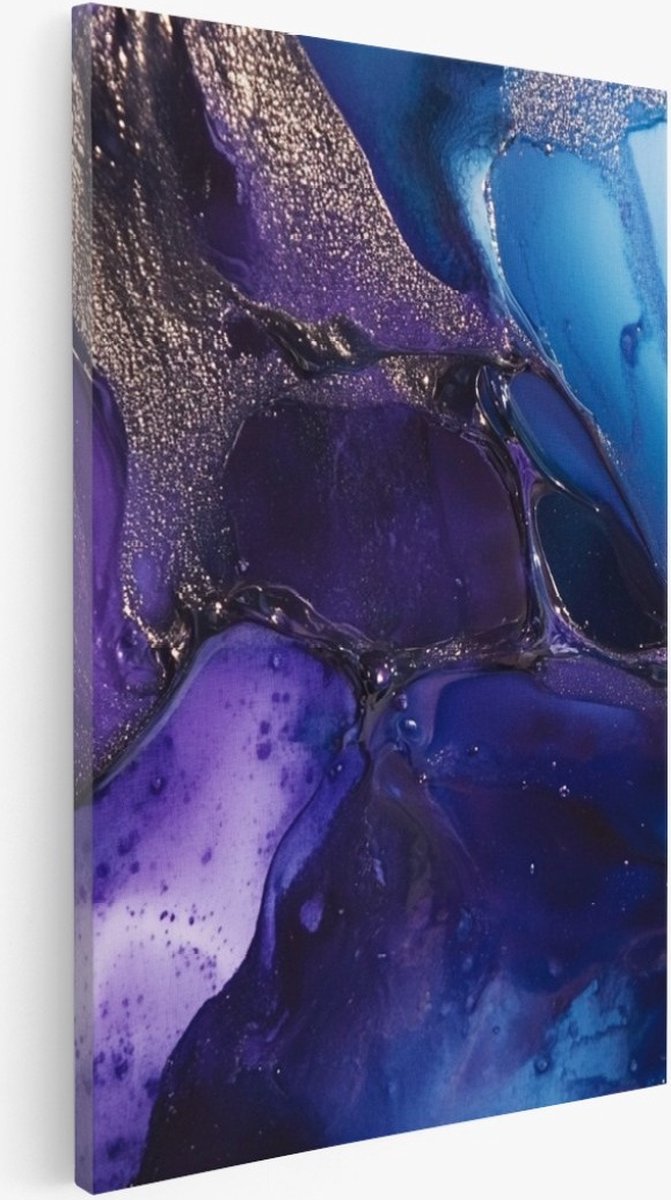 Saammp Canvas Schilderij - Paars Blauw - Modern - Abstract - 60x90 - Foto op canvas - Wanddecoratie - Muurdecoratie Woonkamer - Slaapkamer decoratie - Canvas Print Multicolor
