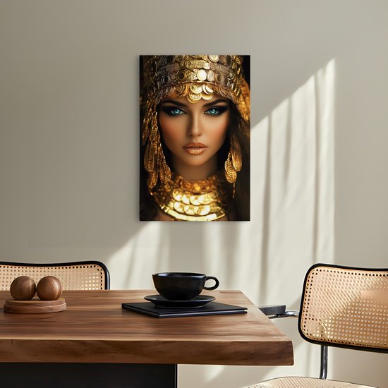 Saammp - Peinture sur toile - Femme arabe - Yeux verts - Or - Abstrait - 40x60 - Photo sur toile - Décoration murale - Décoration murale Salon - Décoration chambre - Impression sur toile