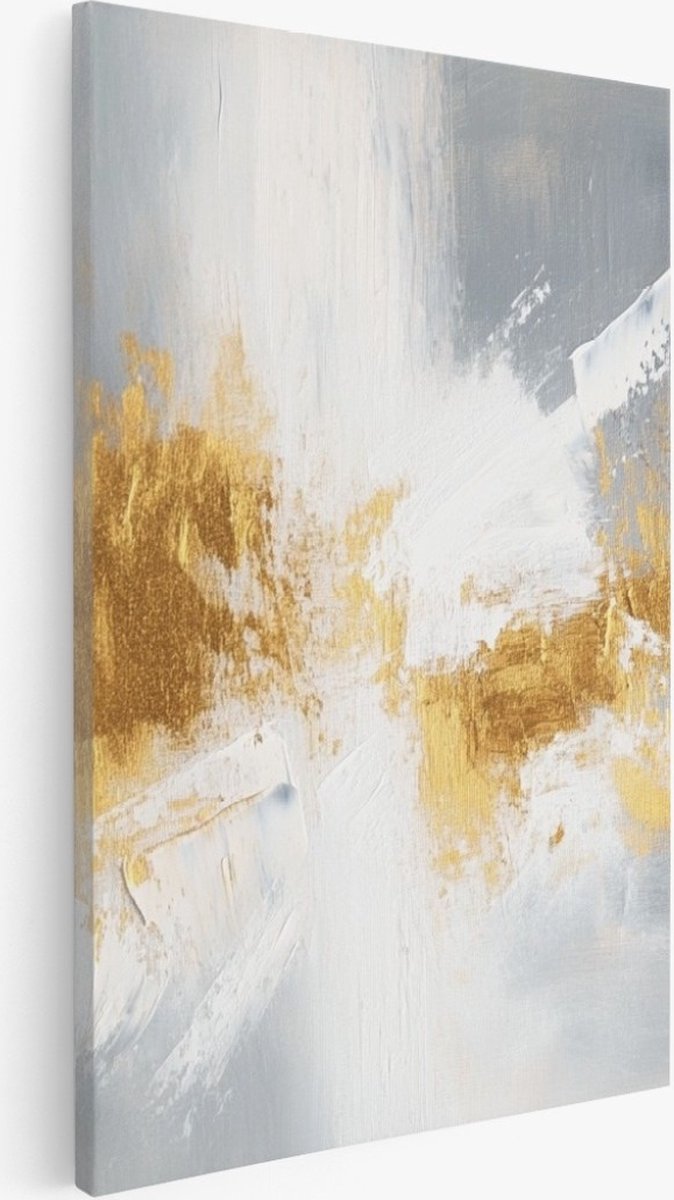 Saammp Canvas Schilderij - zwart goude kunst - Abstract kunstwerk - 40x60 - Foto op canvas - Wanddecoratie - Muurdecoratie Woonkamer - Slaapkamer decoratie - Canvas Print Multicolor