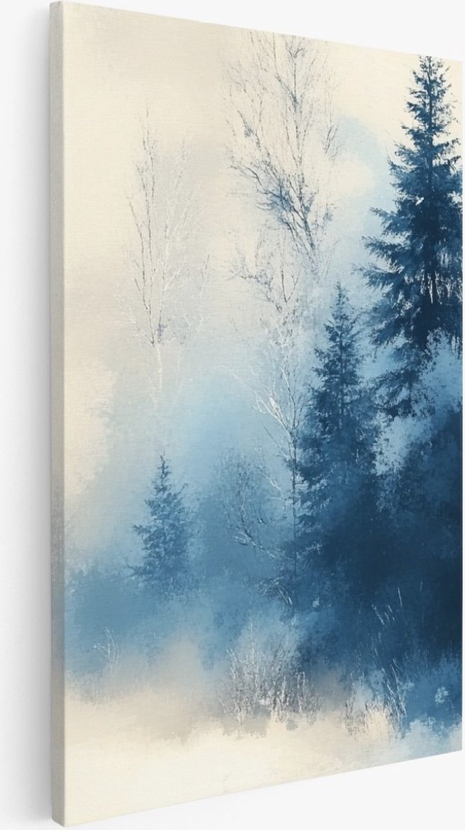 Saammp Canvas Schilderij - Abstract Winter Landschap - Natuur - 75x100 - Foto op canvas - Wanddecoratie - Muurdecoratie Woonkamer - Slaapkamer decoratie - Canvas Print Multicolor