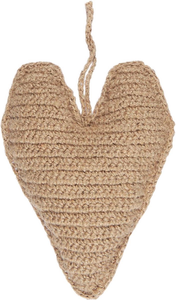 Ib laursen - Crochet Jute Hart - Hanger - Handgemaakt - 19 cm - L