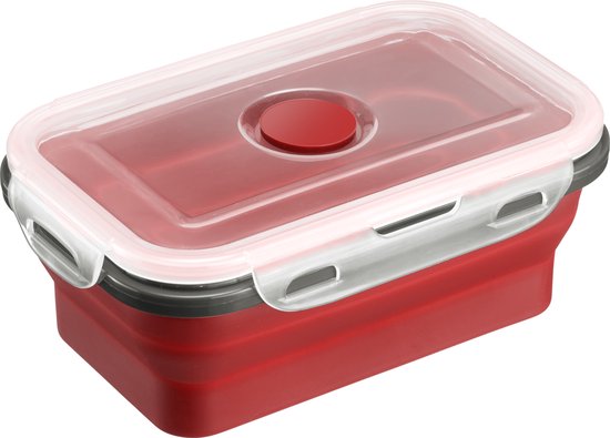 Siliconen opvouwbare voedselopslagcontainers met luchtdicht deksel en ontluchtingsventiel, stapelbare bento lunchbox opvouwbare dunne bakken, magnetron & vriezer & vaatwasmachinebestendig, blauw