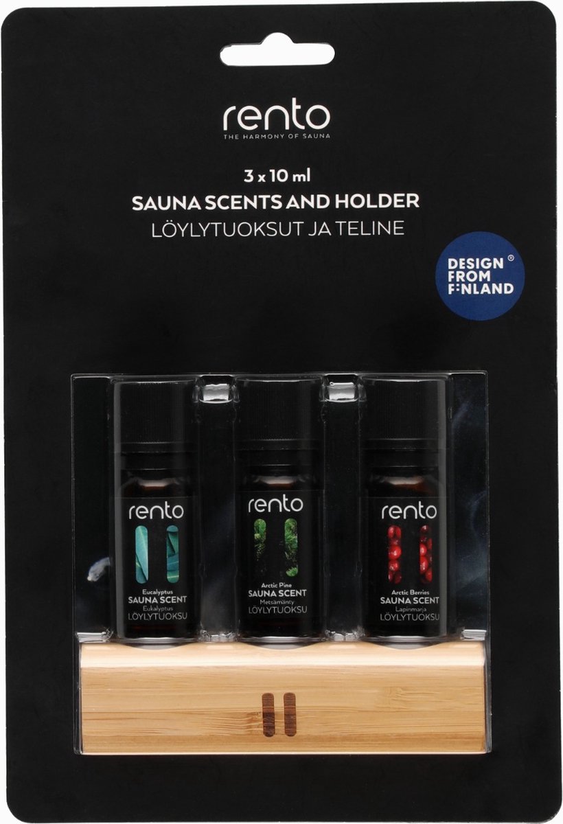 Goedkoopste Rento saunageuren cadeauset met houder 3 x 10 ml