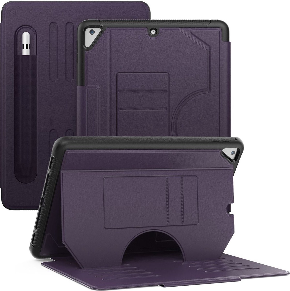 Mobigear Tablethoes geschikt voor Apple iPad Air 2 (2014) Hoes | Mobigear Magnetic Folio Bookcase + Stylus Houder - Paars