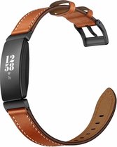 Leer Smartwatch bandje - Geschikt voor  Fitbit Inspire leren bandje - bruin - Horlogeband / Polsband / Armband