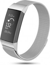 Milanees Smartwatch bandje - Geschikt voor  Fitbit Charge 3 Milanese band - zilver - Maat: L - Horlogeband / Polsband / Armband