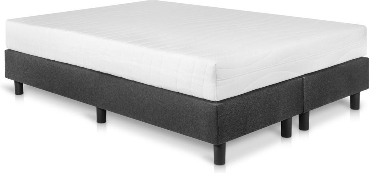 Boxspring Student Basic Antraciet - 160x220 cm - Pocket matras 7-zones