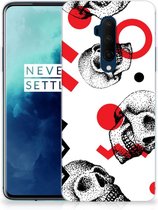 Silicone Back Case OnePlus 7T Pro Skull Rood