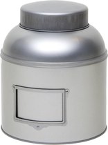 1x Boîte de rangement ronde argentée / boîte de rangement avec porte-étiquette 24 cm - Boîte de rangement argentée avec porte-étiquette - Conteneurs de rangement