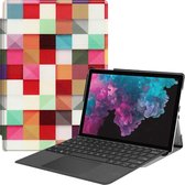 Tablet Hoes geschikt voor Microsoft Surface Pro 7 - Tri-Fold Book Case - Blocks