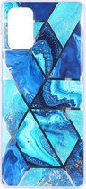 Shop4 - Samsung Galaxy S20 Plus Hoesje - Zachte Back Case Mozaïek Blauw