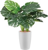 HTT - Kunstplant Monstera in Genesis rond wit H90 cm