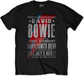 David Bowie Heren Tshirt -L- Hammersmith Odeon Zwart