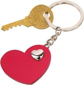 Sleutelhanger met rood hartje 4 cm - Valentijn cadeau - Valentijnsdag - Sleutelhangers