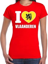 Rood I love Vlaanderen t-shirt dames L