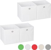Relaxdays 4 x opbergbox - stof - opvouwbaar - speelgoed - opbergmand – opbergen - wit