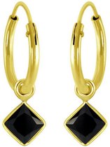 Jewelryz Cubic Hoops Oorbellen | Verguld 925 stering zilveren oorringen | 12 mm