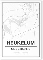 Poster/plattegrond HEUKELUM - 30x40cm