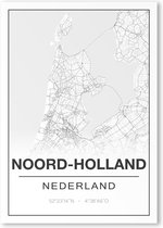 Poster/plattegrond NOORD-HOLLAND - A4
