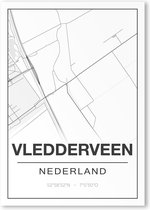 Poster/plattegrond VLEDDERVEEN (GR) - 30x40cm