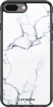 iPhone 8 Plus/7 Plus hoesje glass - Marmer grijs | Apple iPhone 8 Plus case | Hardcase backcover zwart