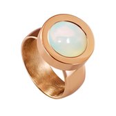 Quiges Dames Ring RVS Roségoudkleurig met Opaal Mini Coin - SLSRS55517